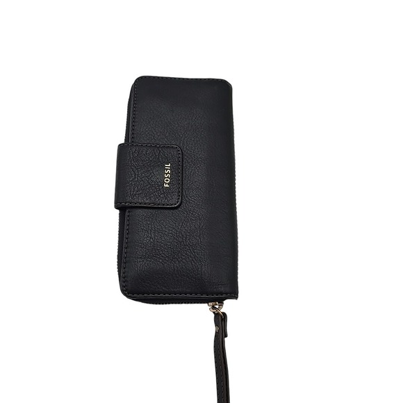 Fossil Madison Zip Clutch Black Leather Wristlet SWL2228001 Purse $100 MSRP - Picture 8 of 13